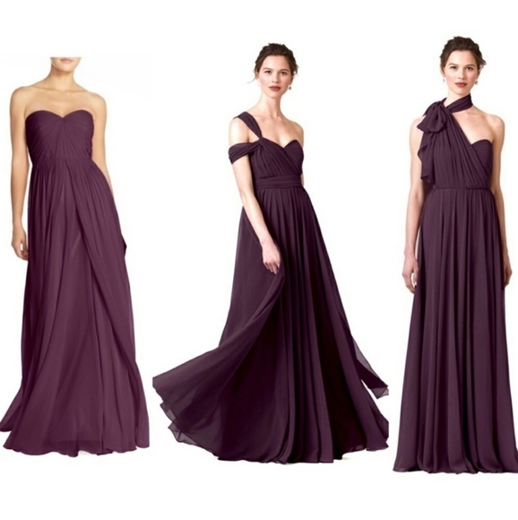 Jenny Yoo Mira Pleated Convertible Gown Bridesmaid Dress Black Currant 12 NWT - Picture 7 of 15